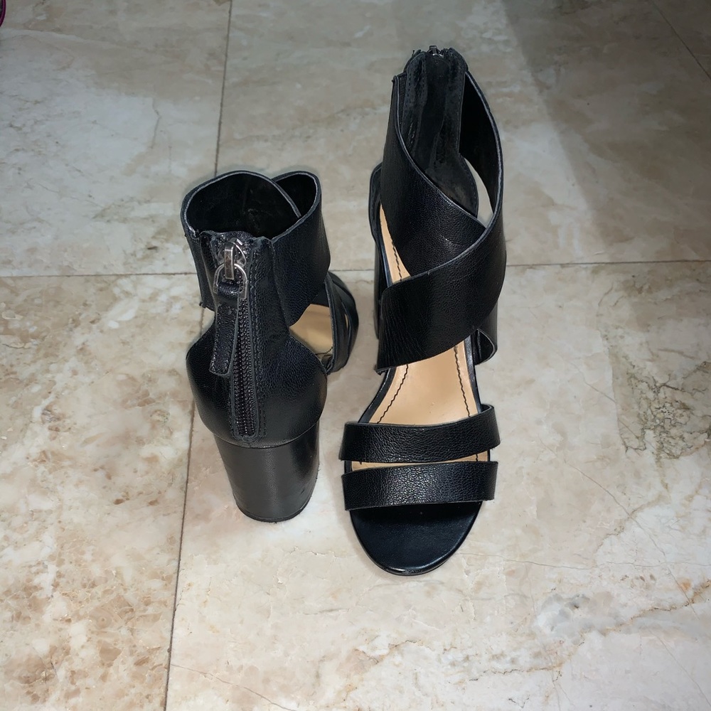 Audrey Brooke Sophie Black Cross Strap Block Heel